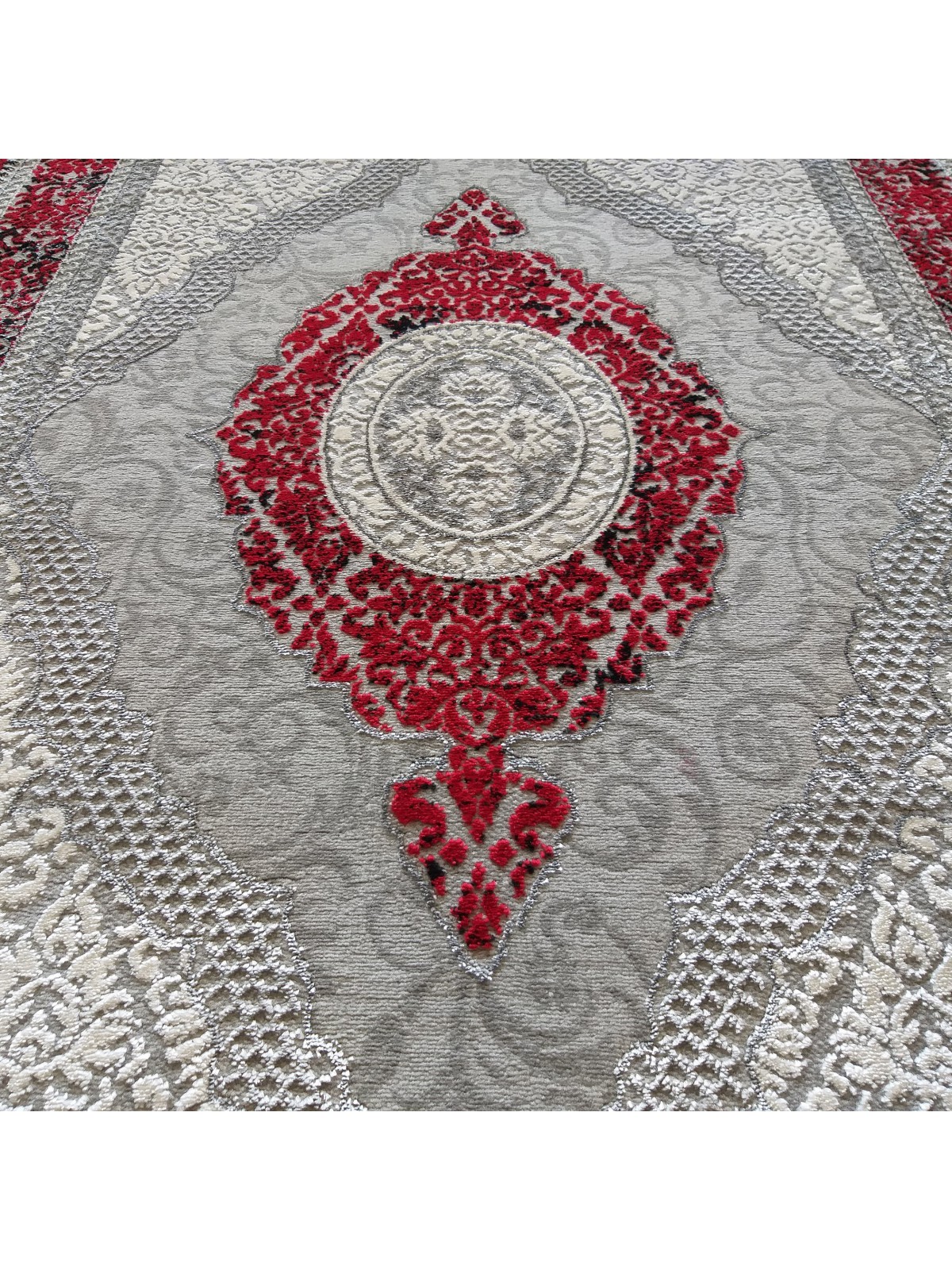 Dywan Ekskluzywny Angora 01 - Szaro-Czerwony